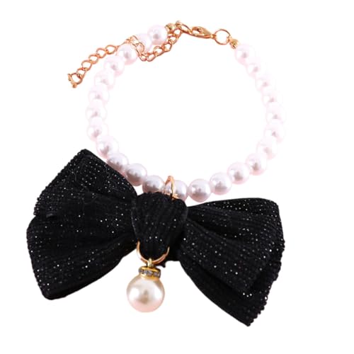 GALPADA Verstellbares Haustierhalsband mit Zarter Schleife und Perlenverziertem Design Hautfreundlich und Bequem Geeignet für Katzen und Kleine Hunde zu Festen und Alltag Xs von GALPADA