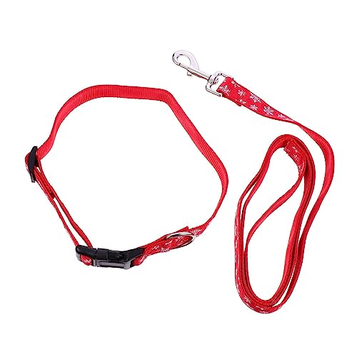 GALPADA Verstellbares Weihnachts-hundehalsband mit Schneeflockenmuster und Passender Leine Angenehmes Material Hautfreundlich für Kleine bis Mittlere Hunde zu Festen Spaziergängen und von GALPADA
