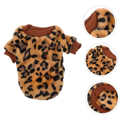 GALPADA Warmer Hundepullover aus Dickem Korallfleece mit Leopardenmuster Weiche Strapazierfähige Haustierkleidung für Kleine Hunde Einfach Anzuziehen für Kalte Wintertage und Party von GALPADA