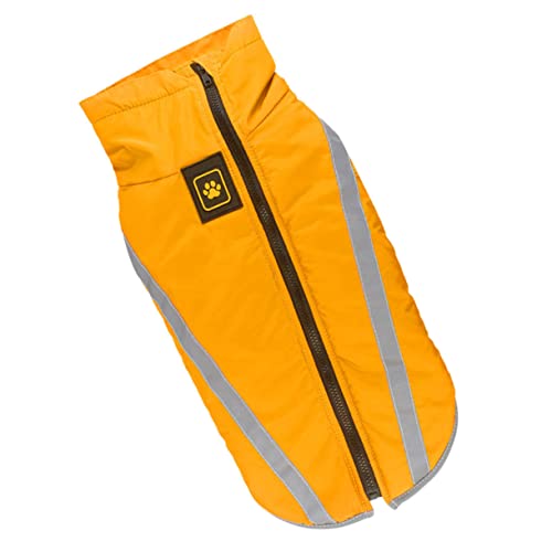 GALPADA Wasserdichter Hundemantel mit Kapuze Gefütterte Winterjacke für Große Hunde Verstellbar Warmes Fleecefutter für Outdoor und Regenwetter Verstecktem Leinenloch Gelb von GALPADA