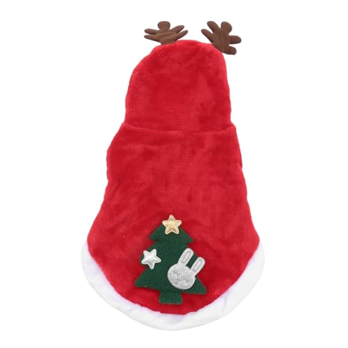 GALPADA Weihnachtlicher Haustier-Hoodie mit Kapuze Flanellgefüttert Elchmotiv Wärmender Wintermantel für Kleine Hunde und Welpen Bequeme Knopfleiste für Kalte Tage und Festliche Anlässe von GALPADA