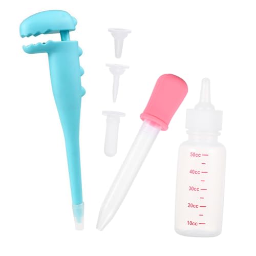 GALPADA Welpen und Katzenflasche mit Ersatzsaugern Nippel Design für Sicheres Füttern Kompakt und Langlebig für Neugeborene und Medikamente Teiliges in Weiß Rosa und Blau von GALPADA