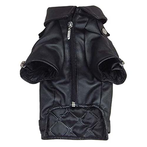 GALPADA Winddichte Hundeweste aus PU Warme Leichte Winterjacke mit Reißverschluss für Kleine und Mittlere Hunde Atmungsaktiv Modisch und Bequem Schwarz von GALPADA