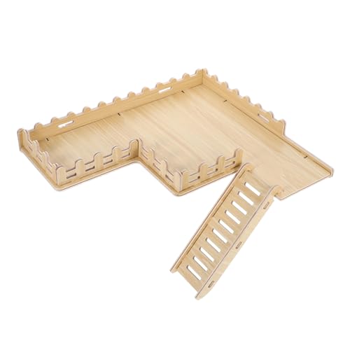 GALPADA Zwerg Hamster Exploration Plattform Aktivität Spielplatz Käfig -zubehör Für Kleine Haustiere Hamster Cage Holzplattform Mit Leiter Und Zaun von GALPADA