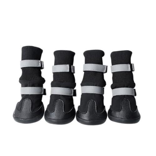 GALPADA wasserdichte rutschfeste Hundeschuhe mit Verstellbarem Klettband Pfotenschutz für Hunde und Welpen bei Outdoor-aktivitäten Schnee Regen und Rauem Gelände Schwarz von GALPADA