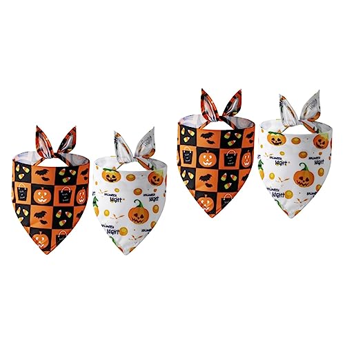Haarbandanas 4 Stück Haustier-Dreieckshandtuch Halloween Katzenkleidung Halstuch Kleines Hundehalstuch Großes Hundehalstuch Halloween-Haustier-Lätzchen von GALPADA