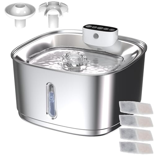 GAMKII Katzen-Wasserbrunnen, automatischer Hunde-Wasserbrunnen zum Trinken, Haustier-Wasserspender mit Ersatzfilter, Edelstahl GAMKII Katzen-Wasserbrunnen, automatischer Hunde-Wasserbrunnen zum Trinken, Haustier-Wasserspender mit Ersatzfilter, Edelstahl von GAMKII
