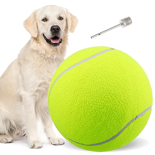 GANAZONO 1 Stück 9 5 Zoll Großer Tennisball Für Hunde Gelber Riesentennisball Für Hundegeburtstagsgeschenk Mit Aufblasbaren Nadeln von GANAZONO