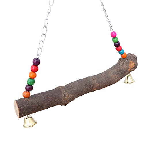 GANAZONO 1 Stück Bunter Holz Vogelspielzeug für Papageien und Hühner Kauspielzeug mit Glocke Beißfestes Schaukelspielzeug für Vögel für Klettern von GANAZONO