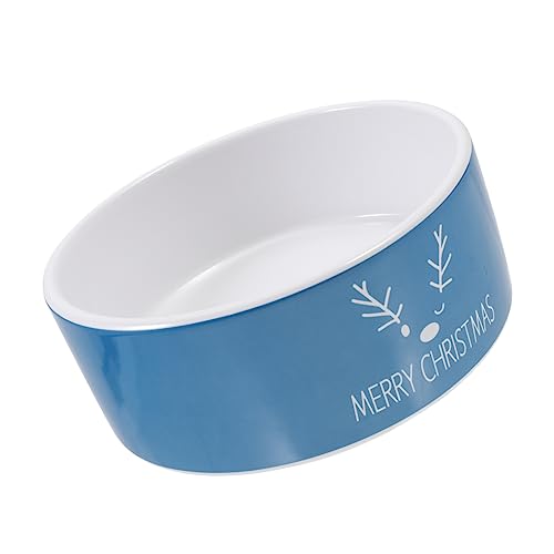 GANAZONO 1 Stück Keramischer Futternapf mit Weihnachtsmotiv für Haustiere Niedlicher Elch Design Napf für Katzen und Hunde Spülmaschinenfest und Langlebig für Festliche Fütterung von GANAZONO