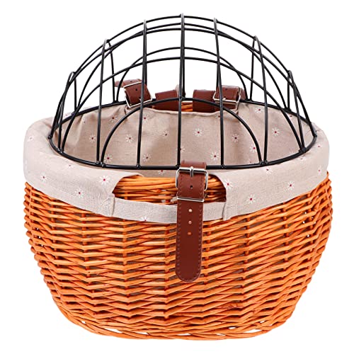 GANAZONO 1 Stück Rattan Woven Fahrradkorb für Haustiere Robuster Lenkerkorb für Katzen und Hunde für Einkäufe und Outdoor Aktivitäten Zufällige Innenfarbe Zufällige Farbe Zufällige Farbe von GANAZONO