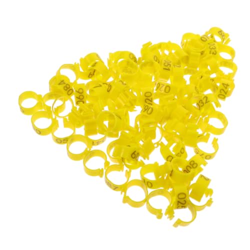 GANAZONO 100 Stück Digitalerkennungsbeinring Taube Beinringe nummeriert Stichworte klein identifizieren Geflügel Ring für Taubenbeinbänder Taubenfußringe Beinband für Brieftauben Abs Yellow von GANAZONO