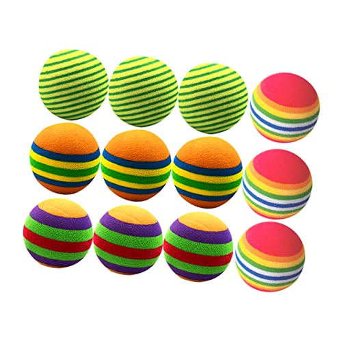 GANAZONO 12Stücke Eva Balls mit Streifenmuster Spielbälle für Katzen und Haustiere für Indoor Training und Spielspaß Langlebig für Stundenlange Unterhaltung von GANAZONO