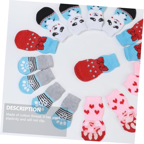 GANAZONO 16 Stück Teiliges Baumwoll pet socken rutschfest für Katzen und Kleine Hunde Pfotenfreundlich Wärmend Schützend vor Schmutz und Kratzern für Kalte Wintertage und Innenbereich von GANAZONO