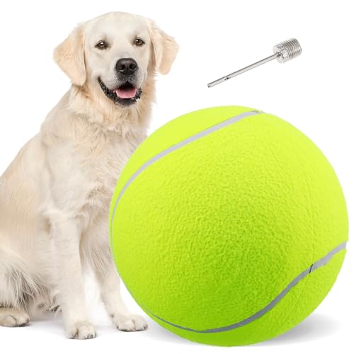GANAZONO 2 Stück 9 5 Zoll Großer Tennisball Für Hunde Gelber Riesentennisball Für Hundegeburtstagsgeschenk Mit Aufblasbaren Nadeln von GANAZONO