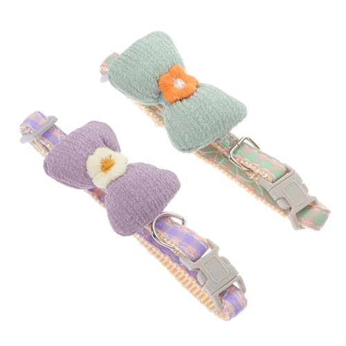 GANAZONO Dekoratives Katzenhalsband mit Schleife Verstellbar Hautfreundliches Polyester 2 Stücke für Katzen und Kleine Hunde von GANAZONO