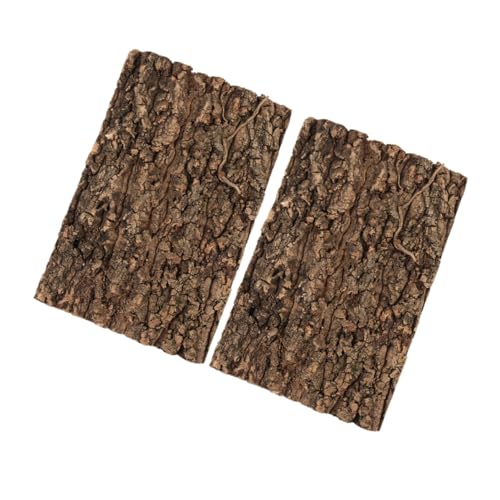 GANAZONO 2 Stück Fütterungsbox Terrarium zubehör Hintergrund des Reptiliengeheges Reptilienhintergrundbrett Habitat Hintergrund Zubehör für Terrarien Rinde Light Brown von GANAZONO