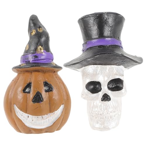 GANAZONO 2 Stück Halloween Aquarium Dekoration Resin Kürbis Schädel Fisch Versteck Ornament Langlebig Gruseliges Fish Tank Zubehör für Deko Schutz von Fischen und Garnelen von GANAZONO