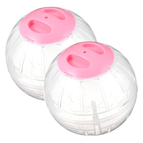GANAZONO 2 Stück Hamster Laufbälle Transparent Rosa Kleine Tier Fitnessbälle aus Strapazierfähigem Kunststoff Haustier Übungsbälle für Hamster Zwerghamster Käfigzubehör Stressabbau von GANAZONO