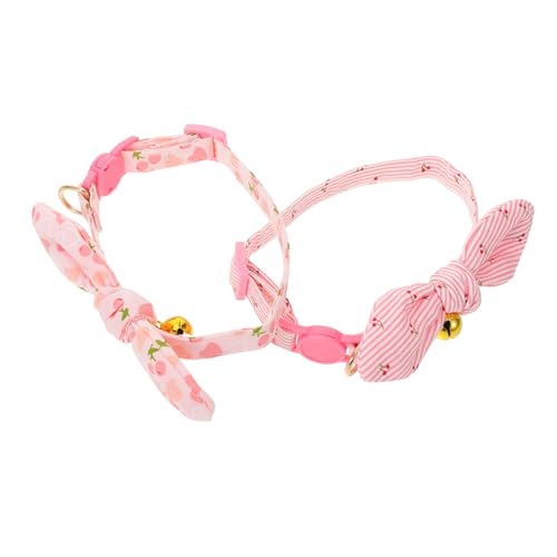 GANAZONO 2 Stück Haustierhalsband Kleiner Kätzchenkragen Schmuckhalsband für Haustiere Halskette mit Hundeschleife kleines hundehalsband Zubehör für Hündinnen Hund Halskette Metall Rosa von GANAZONO