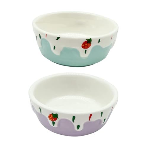 GANAZONO 2 Stück Keramik Futternapf für Hamster Teiliges Blau und Leicht zu Reinigende Schalen Platzsparend Wassernapf für Kleintiere von GANAZONO