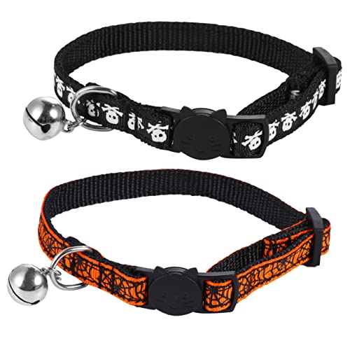 GANAZONO 2St Halloween-Katzenhalsband Haustier für Katzen Katzenhalsbänder Kätzchenhalsband mit Glöckchen Kamerahalsband für Katzen Halloween Halskette hundekragen Halsring Stoff GANAZONO 2St Halloween-Katzenhalsband Haustier für Katzen Katzenhalsbänder Kätzchenhalsband mit Glöckchen Kamerahalsband für Katzen Halloween Halskette hundekragen Halsring Stoff von GANAZONO