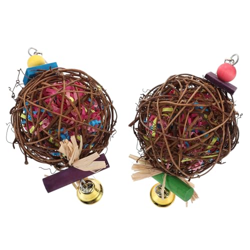 GANAZONO 2stücke Papageien Kauspielzeug Aus Rattan Hängende Ballspielzeuge Für Vogelkäfige Dekorative Und Praktische Spielzeuge Für Vögel Zum Kauen Und Spielen von GANAZONO