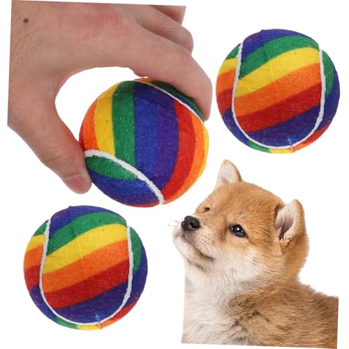 GANAZONO 3 Stück Interaktive Hunde-tennisbälle, Buntes Haustierspielzeug Aus Elastischem Gummi Zum Trainieren des Apportierens, Kaufest Für Kleine Und Mittelgroße Hunde von GANAZONO
