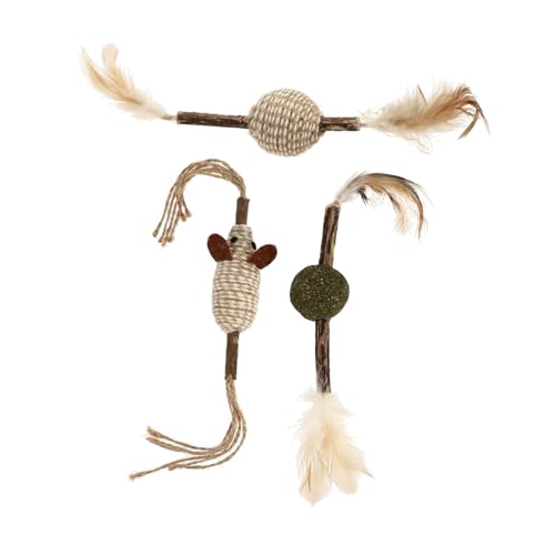 GANAZONO 3stücke Interaktive Katzenspielzeuge Mit Katzenminze Leichtes Spielzeug Mit Federn Für Aktives Spielen Für Katzen Und Kätzchen Fördert Bewegung Und Stressabbau von GANAZONO
