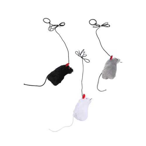 GANAZONO 3stücke Katzenspielzeug Maus Mit Geräusch Plüsch-Teaser Für Kätzchen Interaktives Spielzeug Mit Pull Ring Für Haustierbedarf Neugier Und von GANAZONO