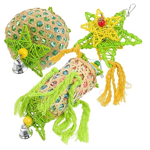 GANAZONO 3stücke Teiliges Papageien Spielzeugset Nussbaumholz Kauspielzeug Für Vögel Nibbling Spielzeug Für Wellensittiche Und Nymphensittiche Vogelkäfig Zubehör Für Gesunde von GANAZONO