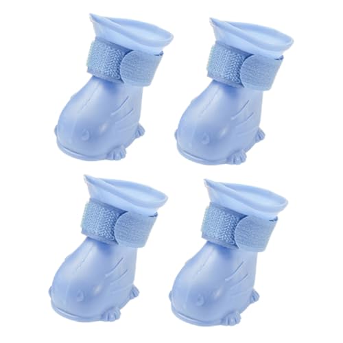 GANAZONO 4 Stück wasserdichte Hunderegenstiefel aus Robustem Tep Material rutschfeste Hundeschuhe für Kleine Hunde Wasserabweisend und Langlebig für Regen Schneetage von GANAZONO