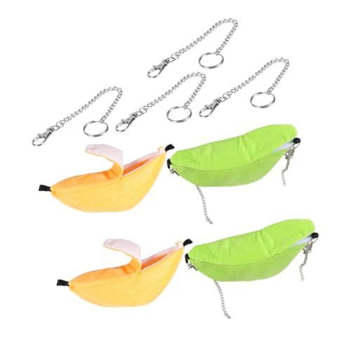 GANAZONO 4 Teiliges Banane aus Weichem Baumwollvlies Gemütliches Haustierbett für Kleintiere Kuscheliger Schlafplatz und Spielschaukel für Hamster Chinchillas Zuckergleiter Frettchen von GANAZONO