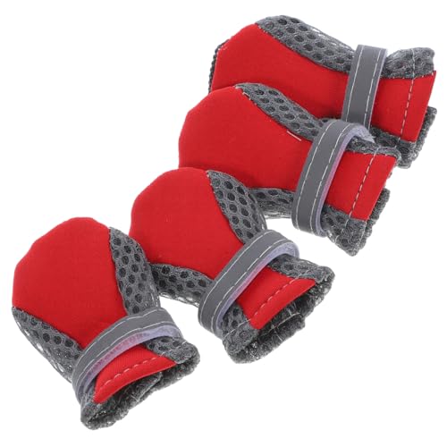 GANAZONO 4 Stücke Atmungsaktive Hundeschuhe für Kleine Hunde Schützende Hundestiefel mit Verstellbarem Design rutschfeste Haustierschuhe für Outdoor Aktivitäten von GANAZONO