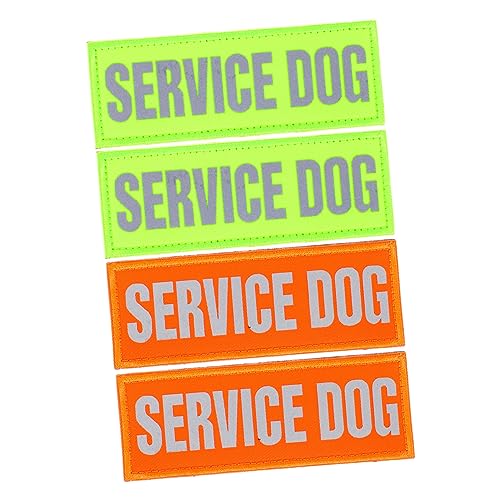 GANAZONO 4Stücke Reflektierende Service Hund Patches Klettaufnäher für Hundegeschirre Langlebiges Nylonmaterial Stylisches Design in Grün und Orange für Diensthunde von GANAZONO