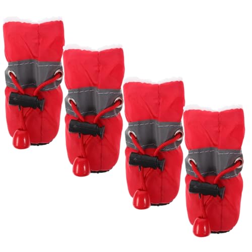 GANAZONO 4Stücke Schützende Hundestiefel rutschfeste Winter Haustierschuhe für Welpen mit Warmem Futter für Schmutzige Bedingungen Kuscheliges von GANAZONO