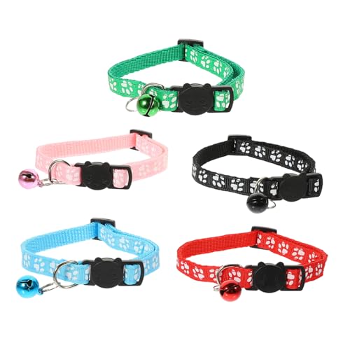 GANAZONO 5 Stück Stylisches Teiliges Katzenhalsband mit Bunten Glöckchen Verstellbare Haustierhalskette für Kätzchen als Fotorequisiten oder Kostümzubehör von GANAZONO