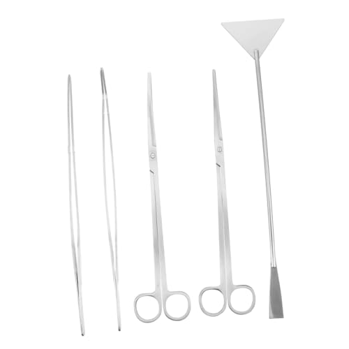 GANAZONO 5-teiliges Set Reinigungswerkzeug Für Aquarien Aquariumdeckel Skimmernetz Für Fischbecken Pflanzenbewässerungsgeräte Aquarium-Magnet Kanister Schaber Tank Silver Rostfreier Stahl von GANAZONO