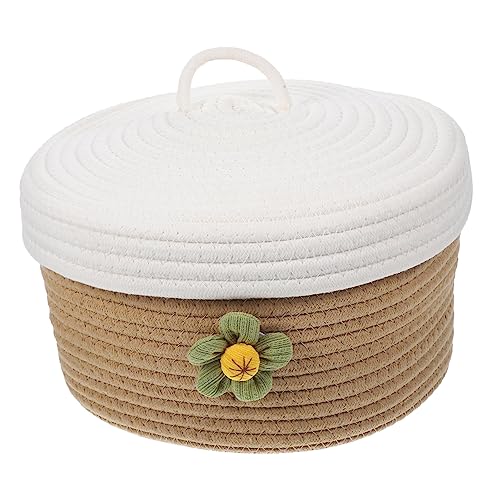 GANAZONO Baumwollseil mit Deckel Runder Desktop Organizer für Snacks und Kleinigkeiten für Schlafzimmer Wohnzimmer und Badezimmer von GANAZONO