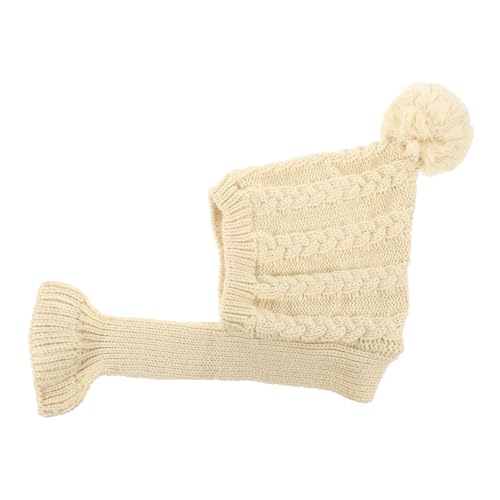 GANAZONO Gestrickter Hundehut Mit Schal Warmes Winterkostüm Für Haustiere Stilvolle Mütze Und Schal Für Katzen Cremefarben von GANAZONO