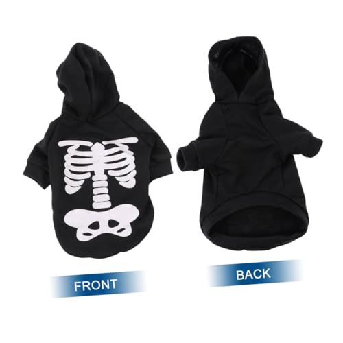 GANAZONO Halloween Haustier Kostüm Leuchtender Skelett Jumpsuit für Kleine Hunde und Katzen Schwarz Bedruckte Hundekleidung XL Bequem Anzuziehen Langlebig für Halloween Party und Outdoor von GANAZONO