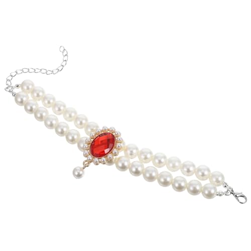 GANAZONO Halskette Mit Haustierperlen Halskette Für Katze Hundeschmuck Für Kleine Hunde Kleiner Kätzchenkragen Verstellbares Welpenhalsband Hund Halskette Hochzeitskragen Rot Abs von GANAZONO