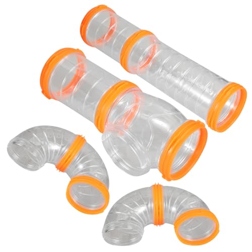 GANAZONO Hamster DIY Anschluss Kunststoff Labyrinth Tunnel Zubehör für Kleintierkäfig Transparent Weiß orange Fördert Bewegung und Räumliches Denken Geeignet für Hamster Eichhörnchen Igel von GANAZONO