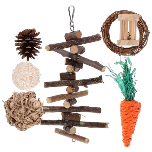 GANAZONO Hamster Spielzeug Aus Holz Mit Rattanball Molar Ring Und Karottenkauspielzeug Beschäftigung Für Meerschweinchen Ratten Und Andere Kleintiere Teiliges Zubehör Für Käfig GANAZONO Hamster Spielzeug Aus Holz Mit Rattanball Molar Ring Und Karottenkauspielzeug Beschäftigung Für Meerschweinchen Ratten Und Andere Kleintiere Teiliges Zubehör Für Käfig von GANAZONO