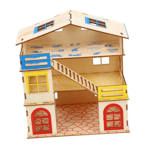 GANAZONO Hamsterhaus aus Natürlichem Holz mit Etagen Stabiles Kletterhaus und Versteck für Zwerghamster und Kleine Haustiere Multifunktionales Nager Schlafplatz Dekoratives Heimtier von GANAZONO