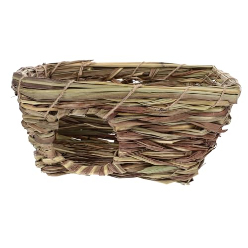 GANAZONO Handgefertigtes Grasgeflecht Haustiernest Natürliches Atmungsaktives Versteck für Kaninchen Meerschweinchen Chinchilla Wetterfestes Komfortables Schlafhaus Zufällige Farbe von GANAZONO