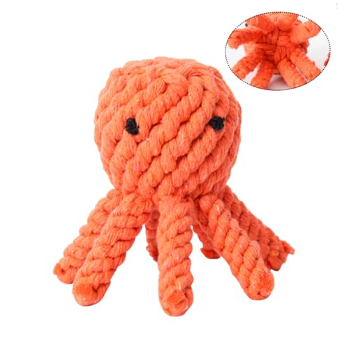GANAZONO Hundespielzeug Aus Baumwollseil Kreatives Kauspielzeug Form Eines Oktopus Für Hunde Und Katzen Orange Interaktiv Bissfest Zum Spielen Und Zerren von GANAZONO
