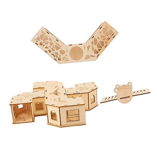 GANAZONO Holz Tunnel für Kleine Haustiere Hamster Labyrinth mit Wippe Fördert Bewegung Spielspaß für Hamster Zwerghamster und Andere Kleintiere von GANAZONO