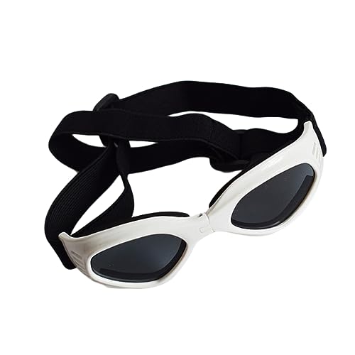 GANAZONO Hundebrille für Hunde und Katzen UV Schutz Sonnenbrille mit Verstellbaren Riemen Winddicht und Komfortabel für Haustiere für Outdoor Aktivitäten Weiß von GANAZONO