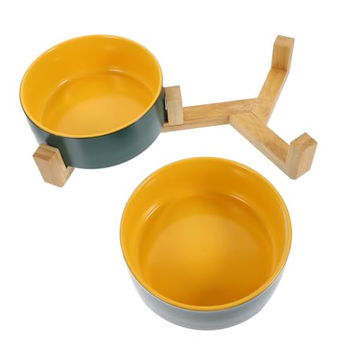 GANAZONO Keramik Napf für Haustiere mit Holzständer Doppelfarbige rutschfeste Katzenfutterschale Langlebig Leicht zu Reinigen Robust für Futter und Wasser Kleines GANAZONO Keramik Napf für Haustiere mit Holzständer Doppelfarbige rutschfeste Katzenfutterschale Langlebig Leicht zu Reinigen Robust für Futter und Wasser Kleines von GANAZONO